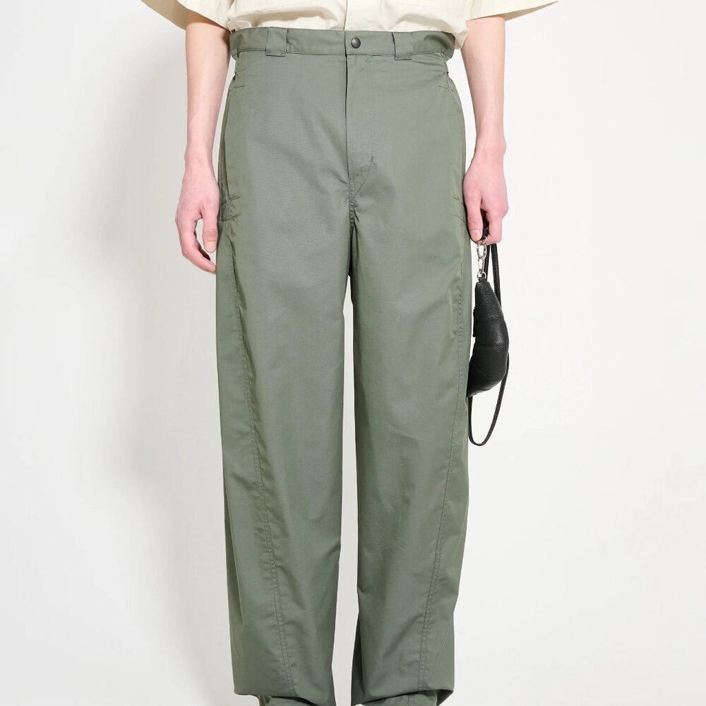 Christophe Lemaire 3D Pants Ash Green Grey Sz 54 High Rise Wide Leg Trousers